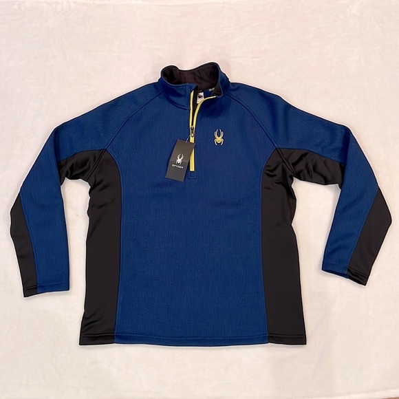 Spyder Blue Outbound 1/2 Zip Mid Weight Core Sweater Sweatshirt Jacket Men 2XL - Picture 2 of 7